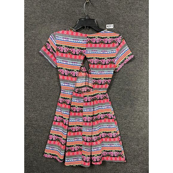 Show Me Your MuMu Mini Dress Striped Women's Size S Floral Stripe Ibiza - Picture 2 of 6